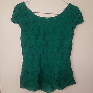 Scoop neck lace peplum top